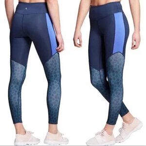 JOYLAB womens LEGGINGS blue LEOPARD green CHEETAH stretch YOGA workout SIZE L